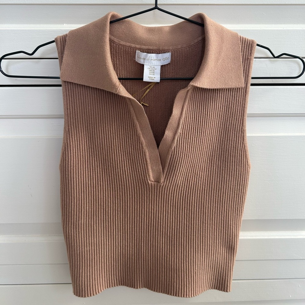 NWT House of Harlow Ribbed Collared Tank